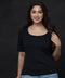 Scoop Neck Black Rib T-shirt
